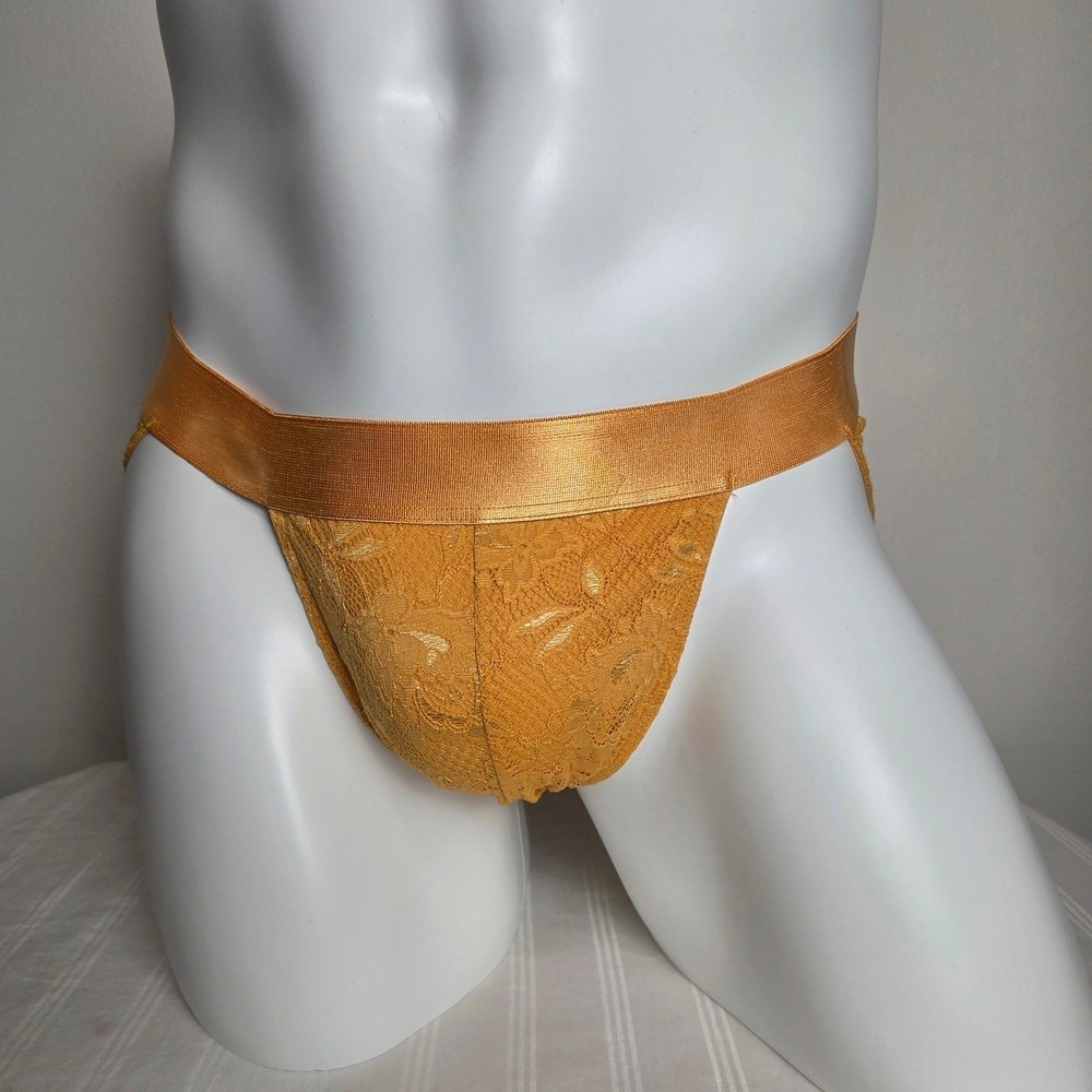 Cosabella Luxurious Mens Mid Rise Lace Brief Turmeric Yellow Underwear